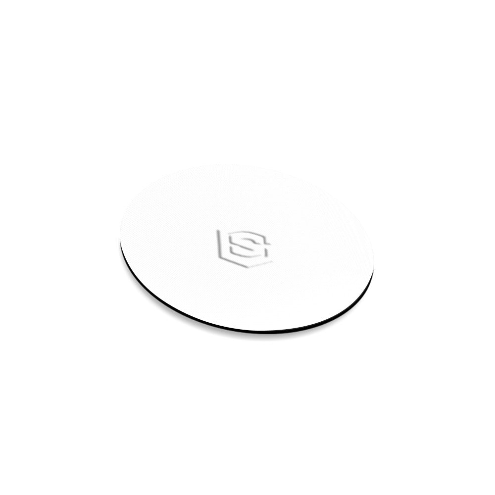 White Round Coaster with White Logo Round Coaster