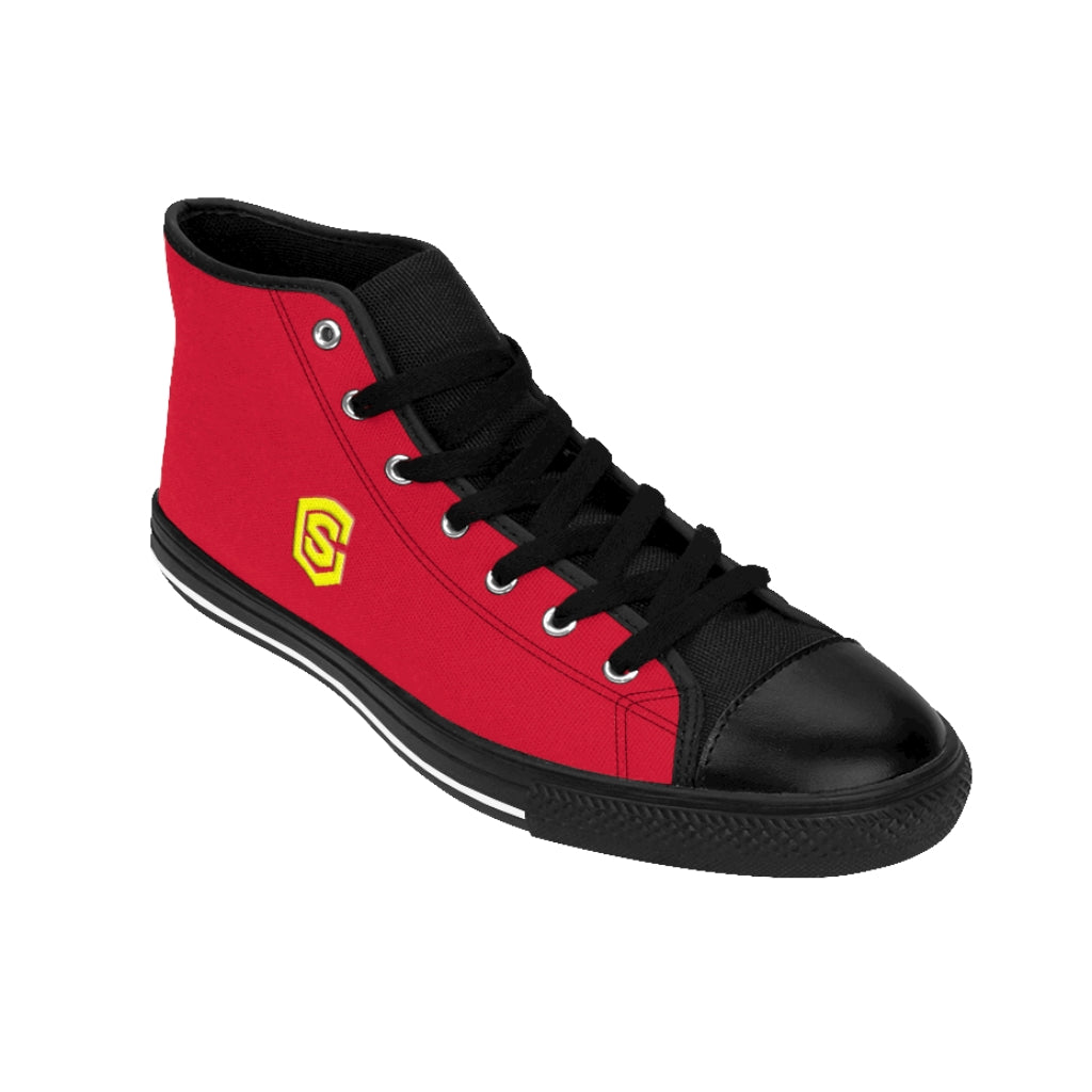red Men's High-top Sneakers - yellow logo
