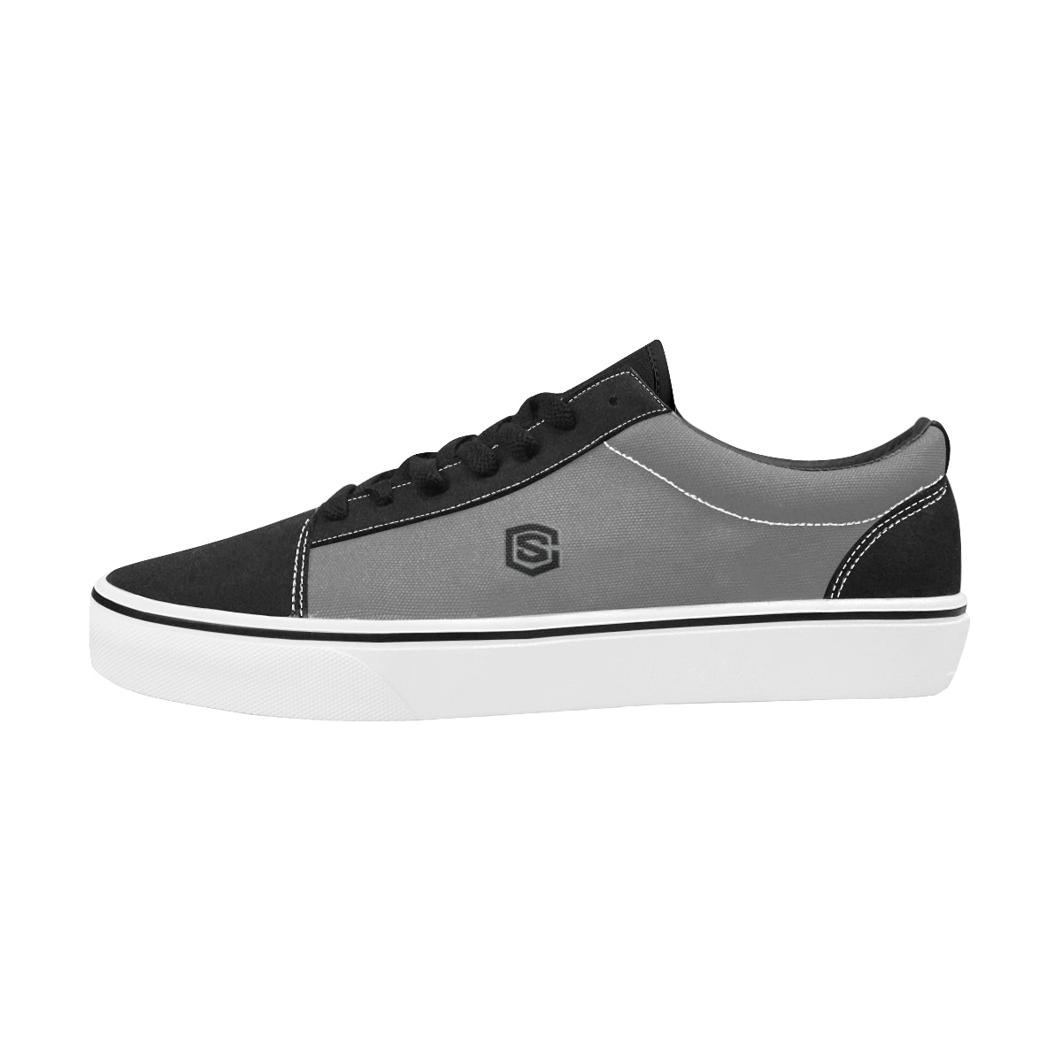 black logo Women's Low Top Skateboarding Shoes (Model E001-2)