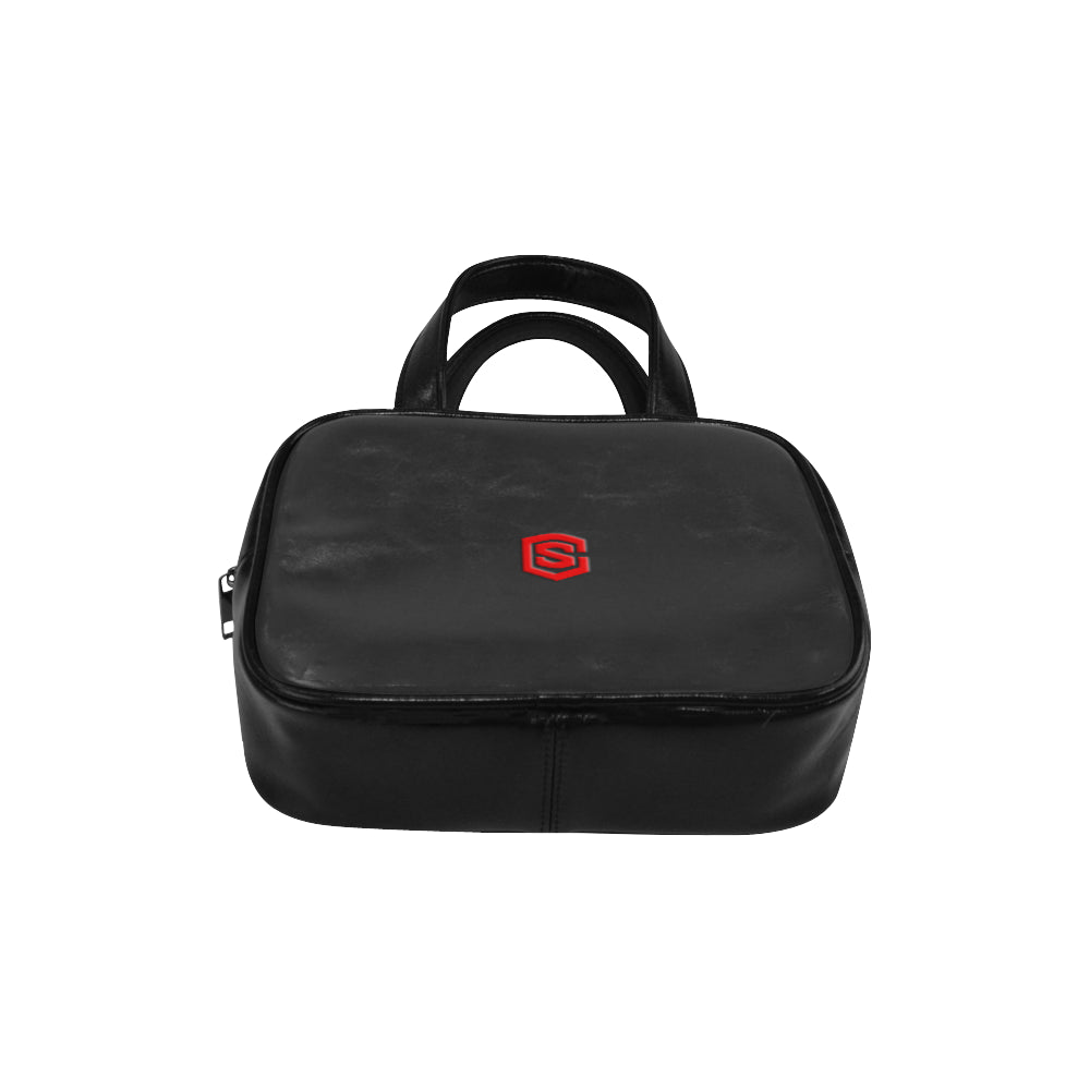 BLACK LEATHER TOP HANDLE HANDBAG red logo Leather Top Handle Handbag (Model 1662)