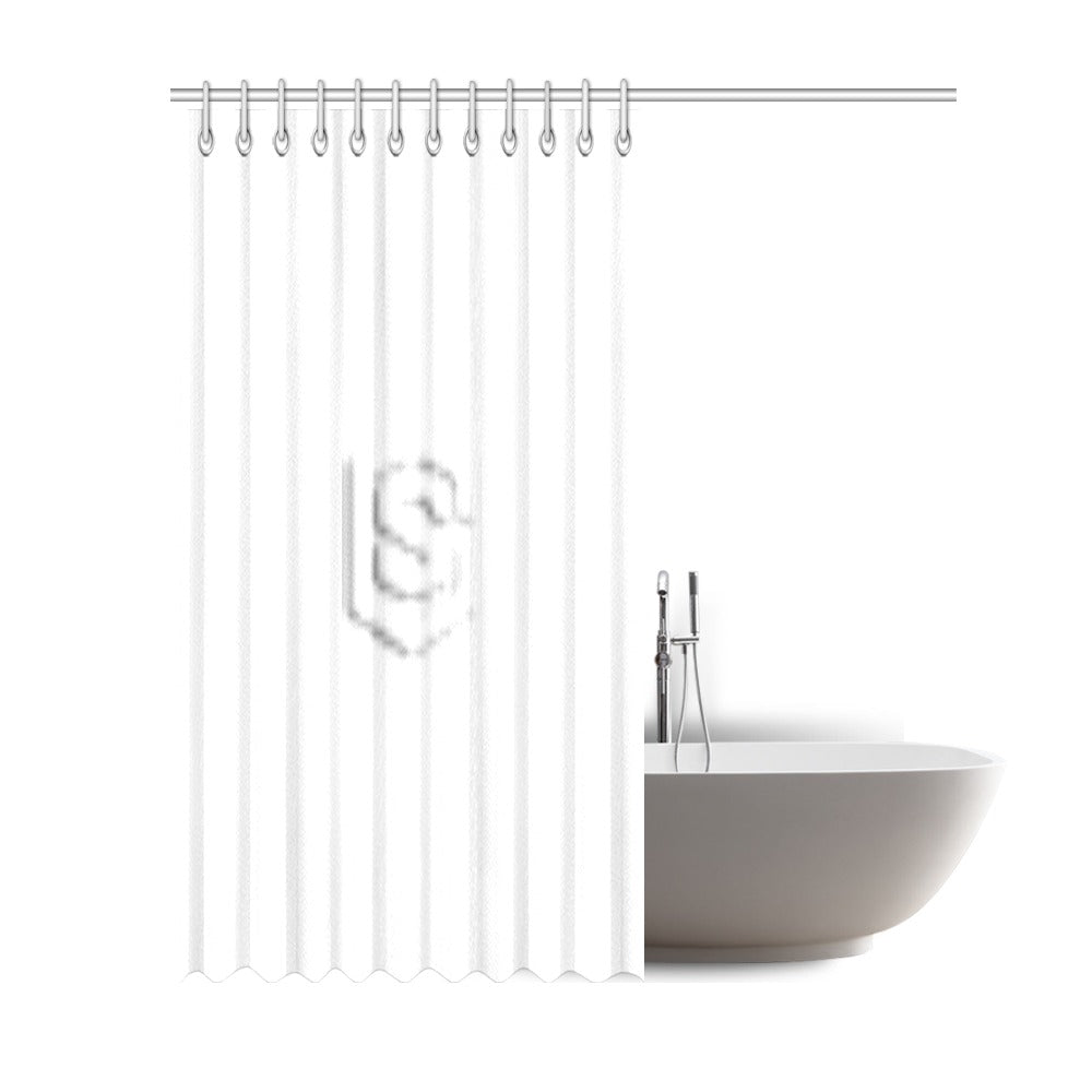 White Shower Curtain 69"x84" with White Logo Shower Curtain 69"x84"