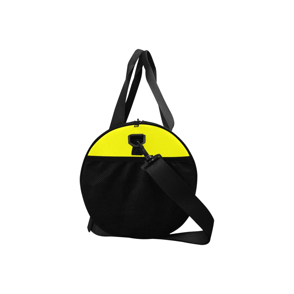 YELLOW TRAVEL BAG WITH BLACK LOGO Travel Duffel Bags (Model 1679)