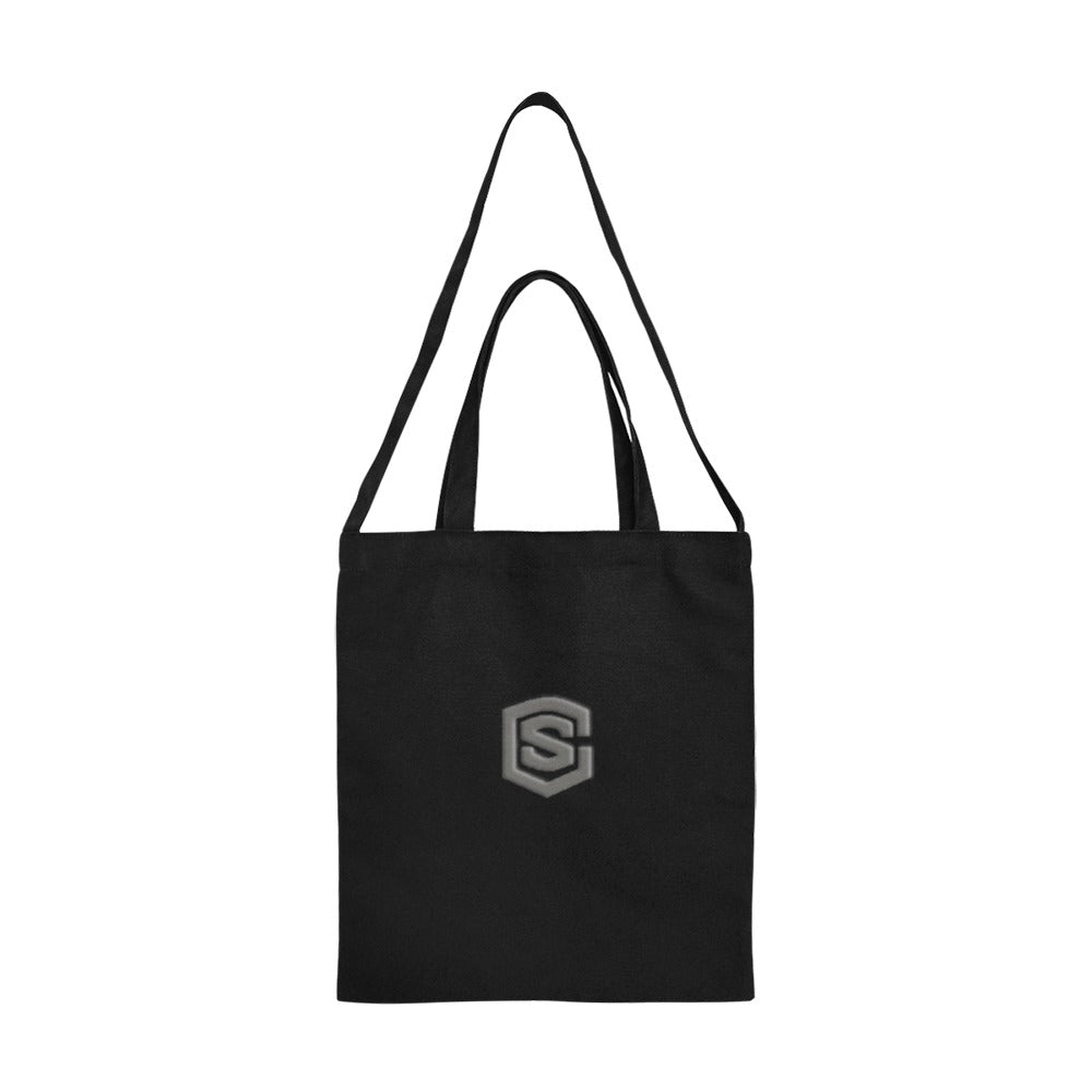 Black All Over Print Canvas Tote Bag With Grey Logo All Over Print Canvas Tote Bag(Model1698)(Medium)