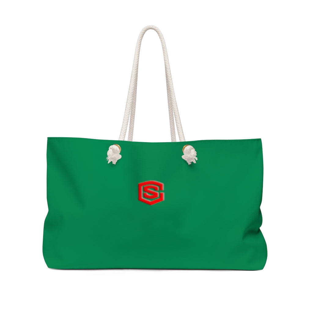 Green Weekender Bag Red Logo