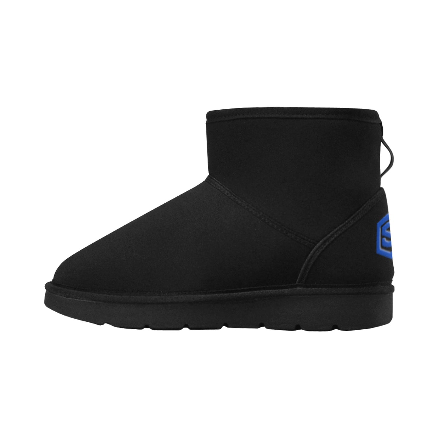 BLACK Low Top Men's Snow Boots WITH BLUE LOGO Low Top Men's Snow Boots (Model 049)
