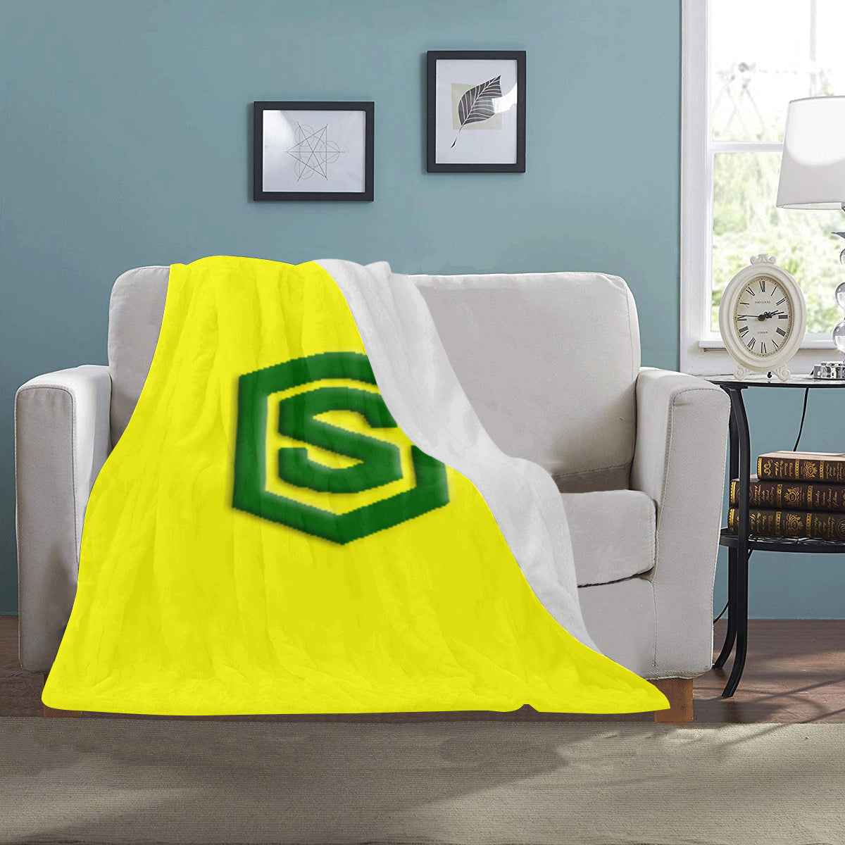 Yellow Ultra-Soft Micro Fleece Blanket with Green Logo Ultra-Soft Micro Fleece Blanket 30"x40"