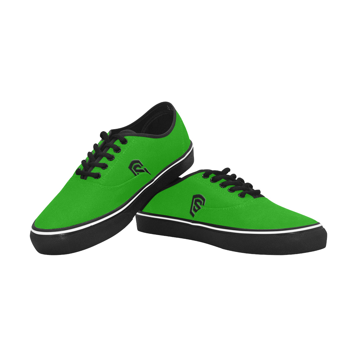 black logo Classic Men's Canvas Low Top Shoes/Large (Model E001-4)