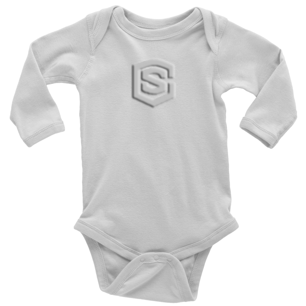 Long Sleeve Baby Bodysuit WITH SILVER LOGO