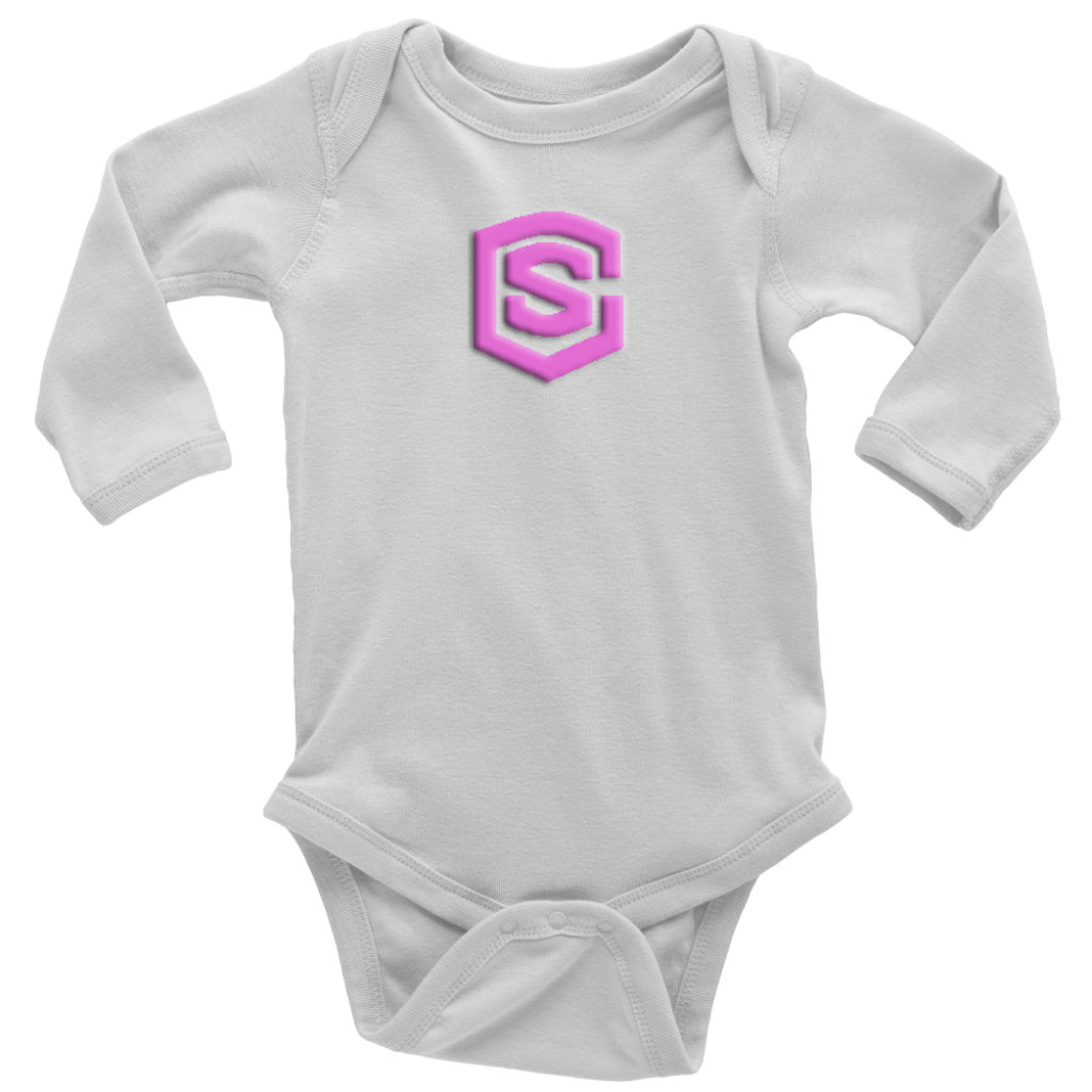 Long Sleeve Baby Bodysuit WITH PINK LOGO
