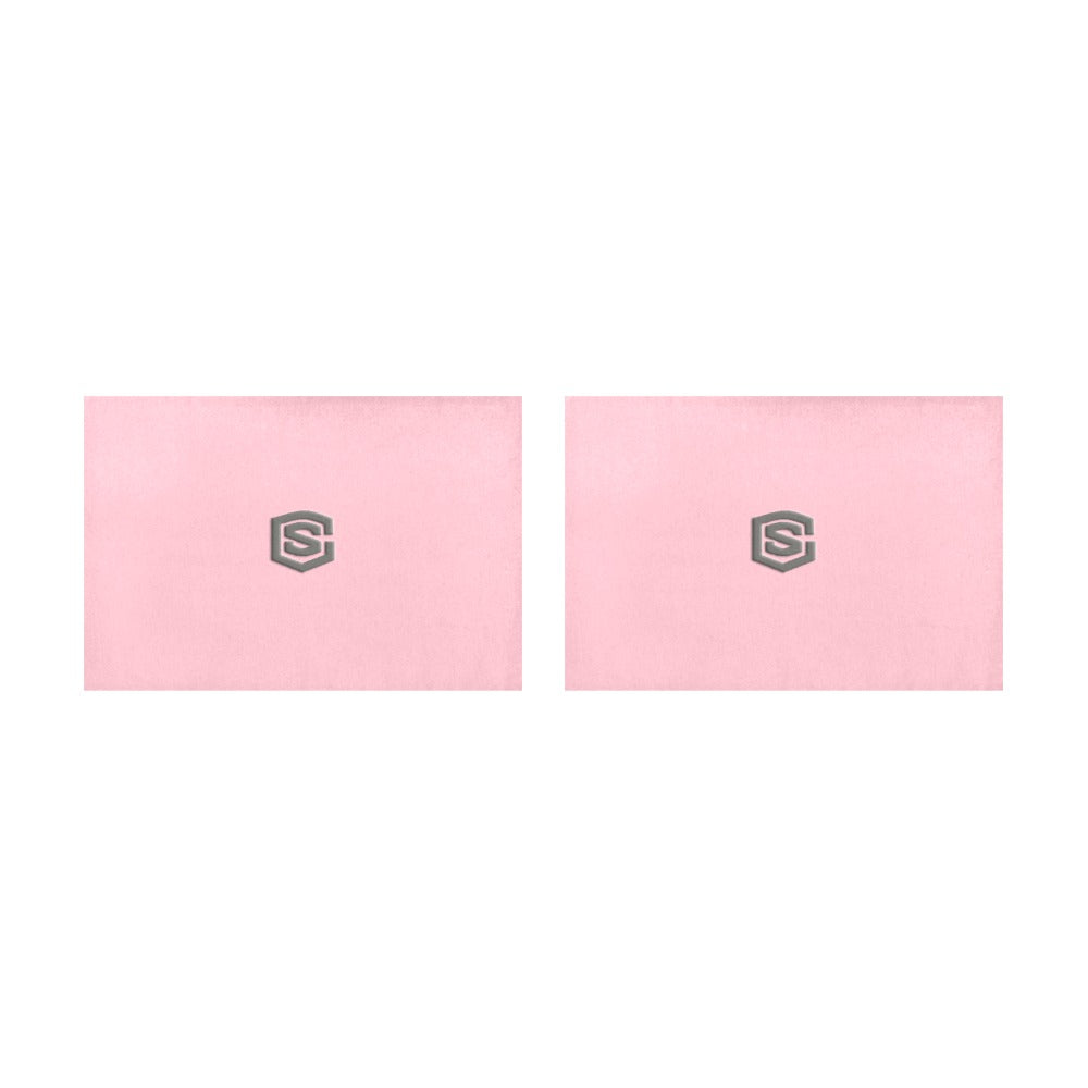 Pink Placemats 12" x 18" With Grey Logo Placemats 12" x 18" (Set of 2)