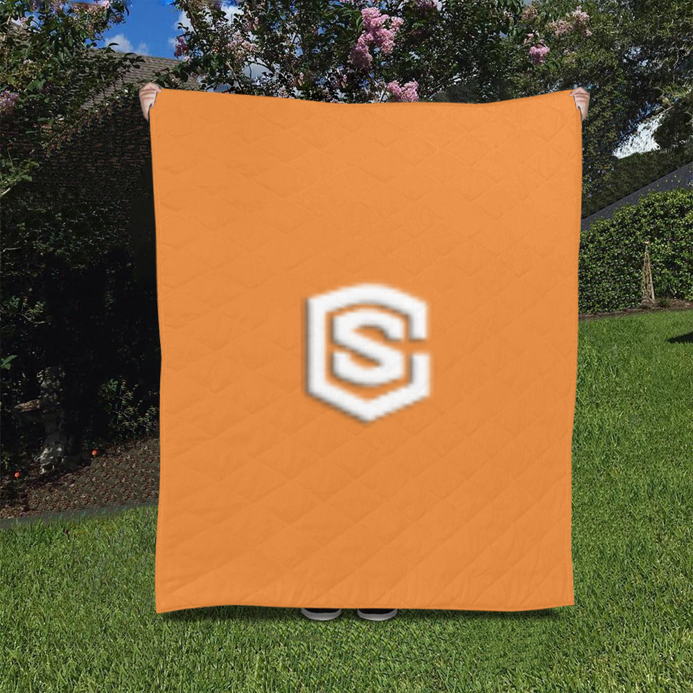 Orange Custom Quilt White Logo Custom Quilt 50" x 60"