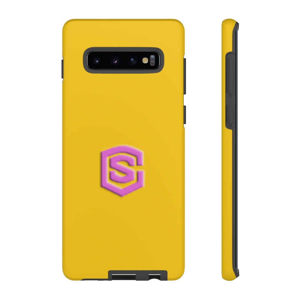 Yellow Tough Cases Pink Logo