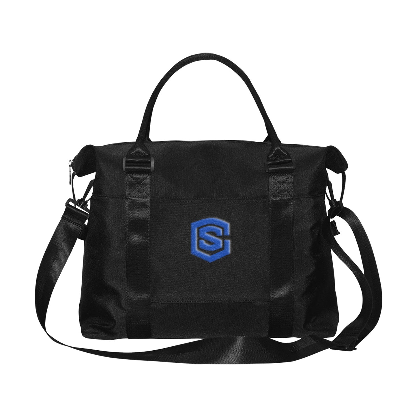 Black Large Capacity Duffle Bag With Blue Logo Large Capacity Duffle Bag(Model1715)