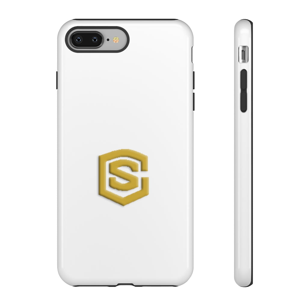 White Tough Cases Gold Logo