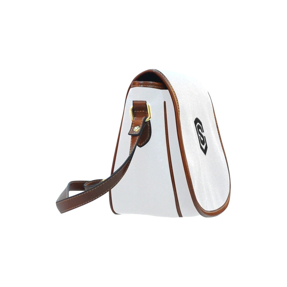 WHITE Saddle Bag WITH BLACK LOGO Saddle Bag (Model 1649) (Small)