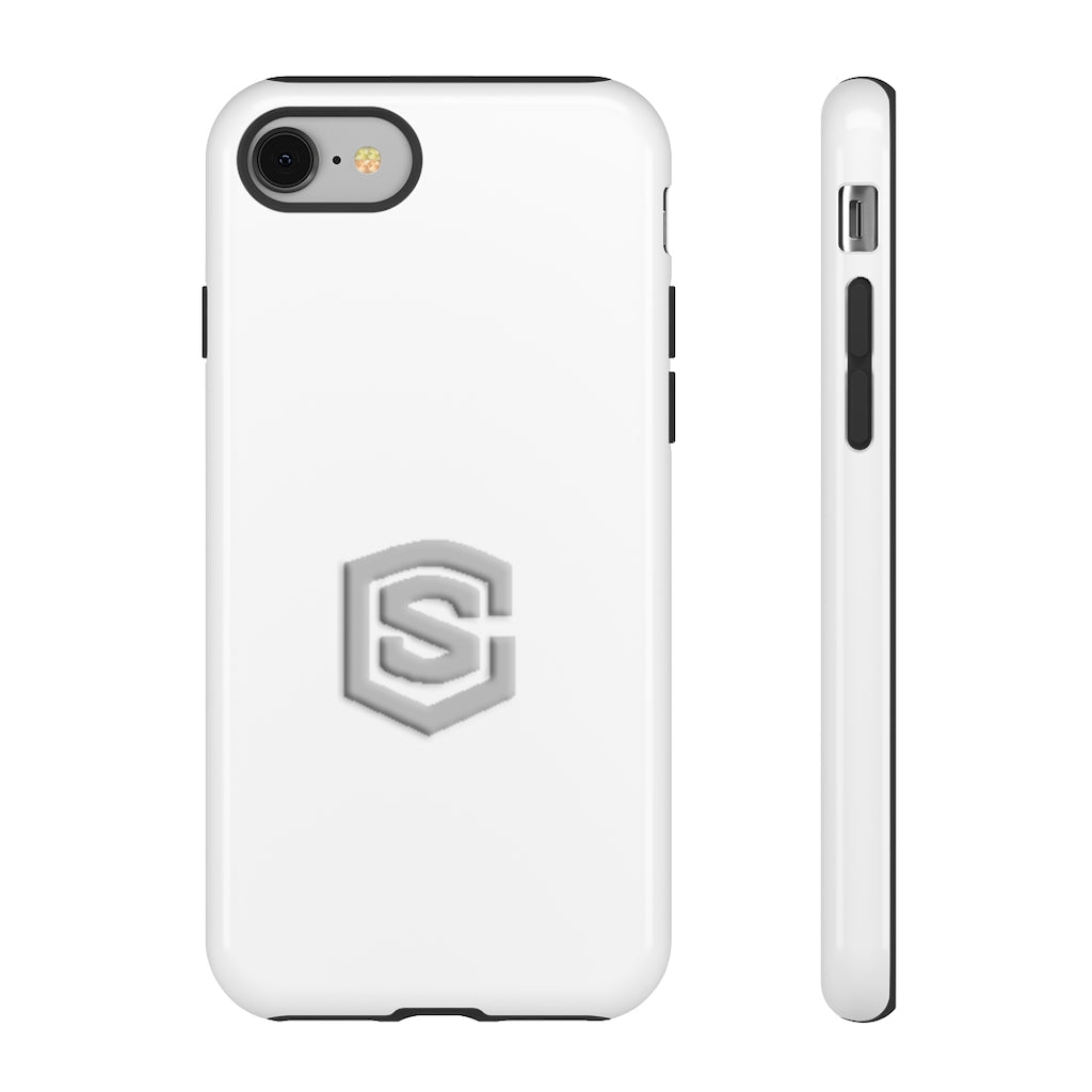 White Tough Cases Silver Logo