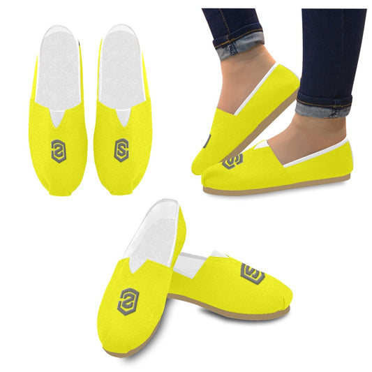 YELLOW Casual Canvas Women's WITH GRAY LOGO Casual Canvas Women's Shoes (Model 004) (Designs are mirrored)