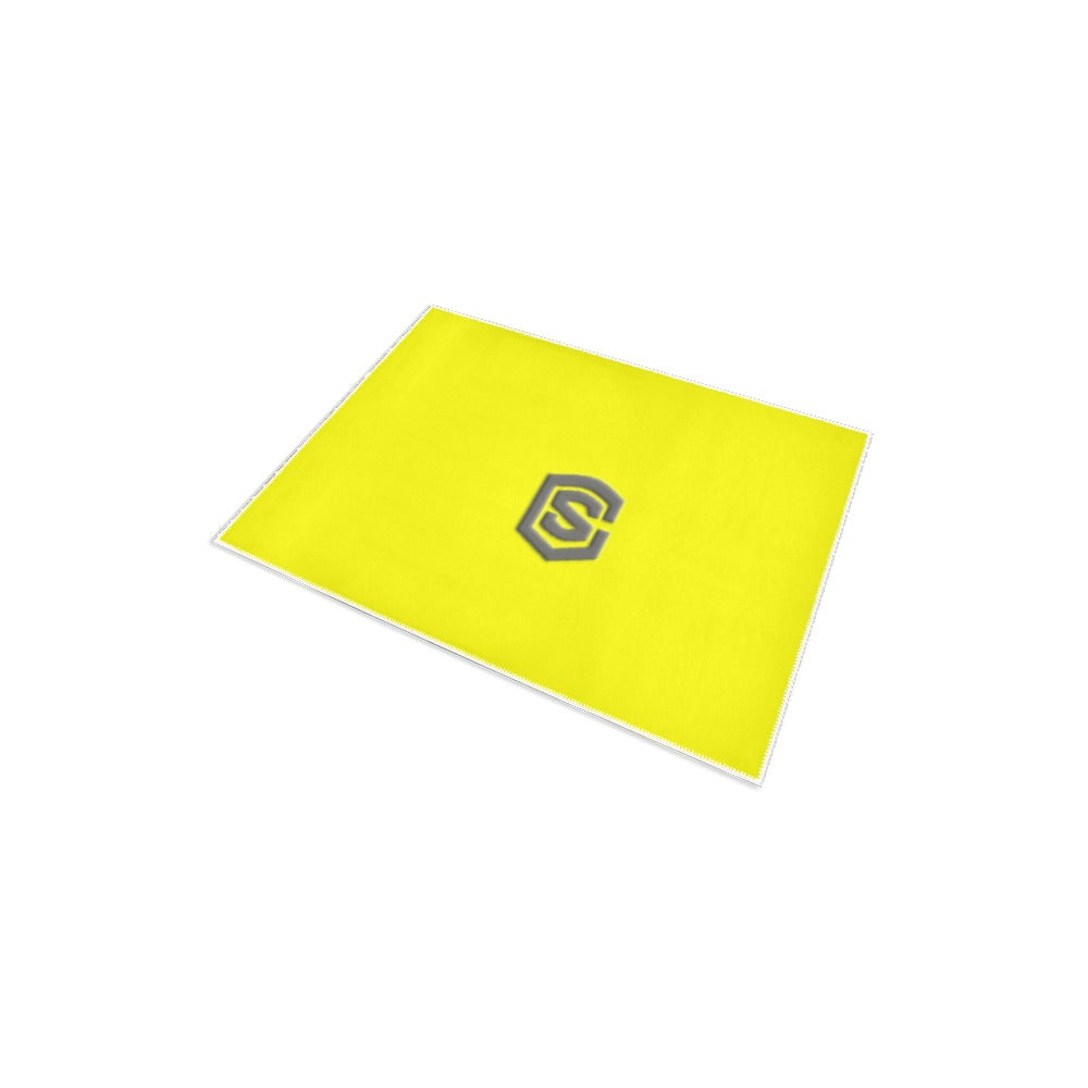 YELLOW SMALL AREA RUG WITH GRAY LOGO Area Rug 2.6' x 1.7'
