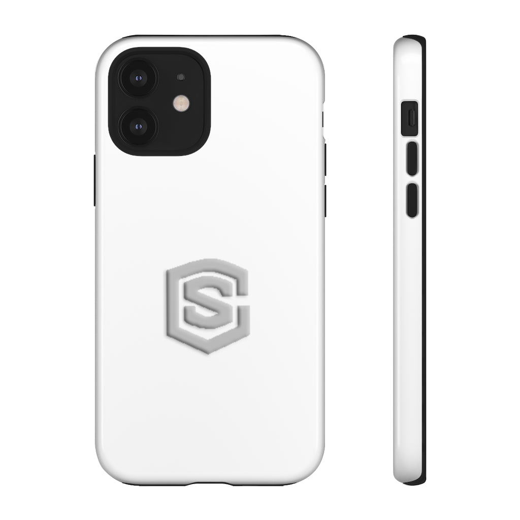 White Tough Cases Silver Logo