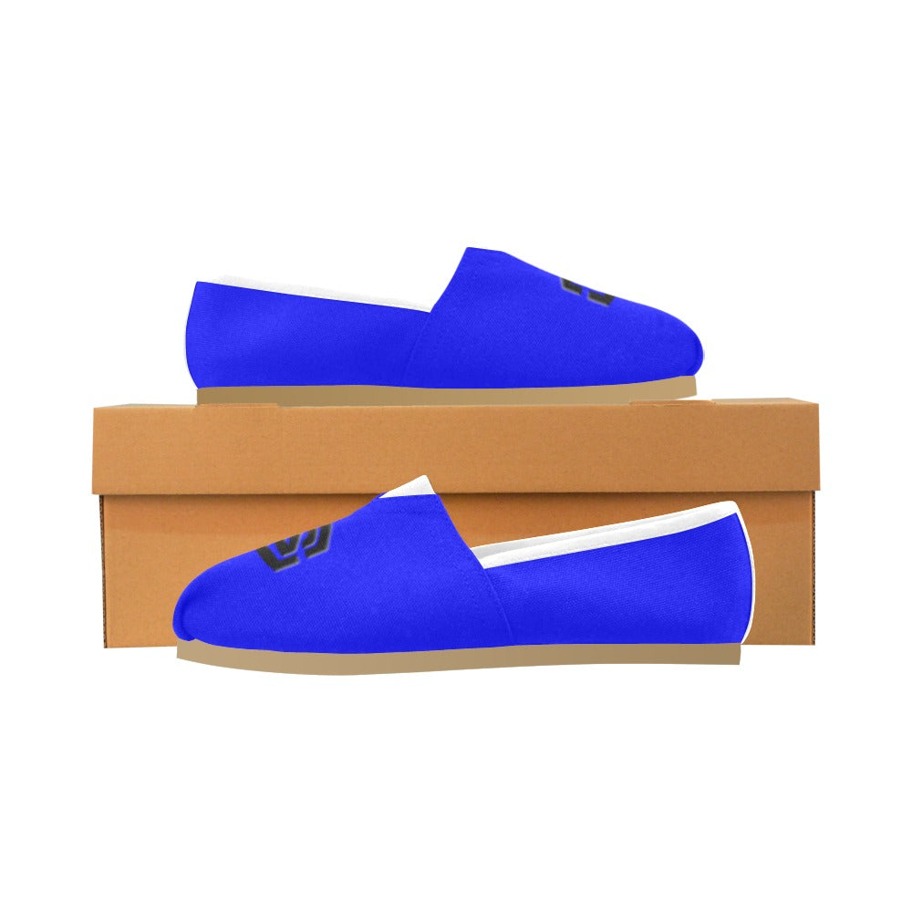 BLUE Casual Canvas Women's WITH BLACK LOGO Casual Canvas Women's Shoes (Model 004) (Designs are mirrored)