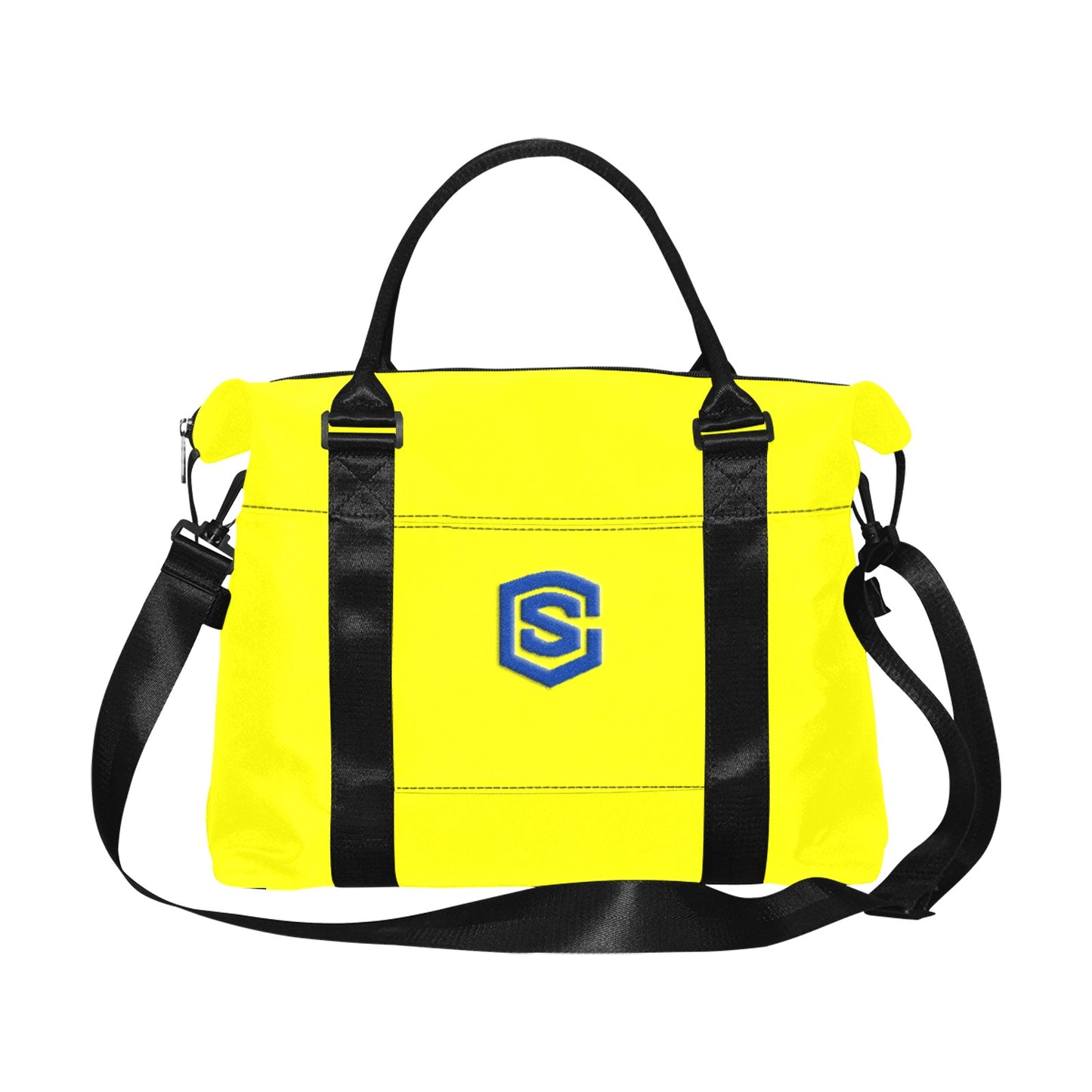 Yellow Large Capacity Duffle Bag With Blue Logo Large Capacity Duffle Bag(Model1715)
