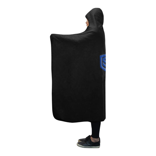 BLACK Hooded Blanket WHITH BLUE  LOGO Hooded Blanket 80"x56"