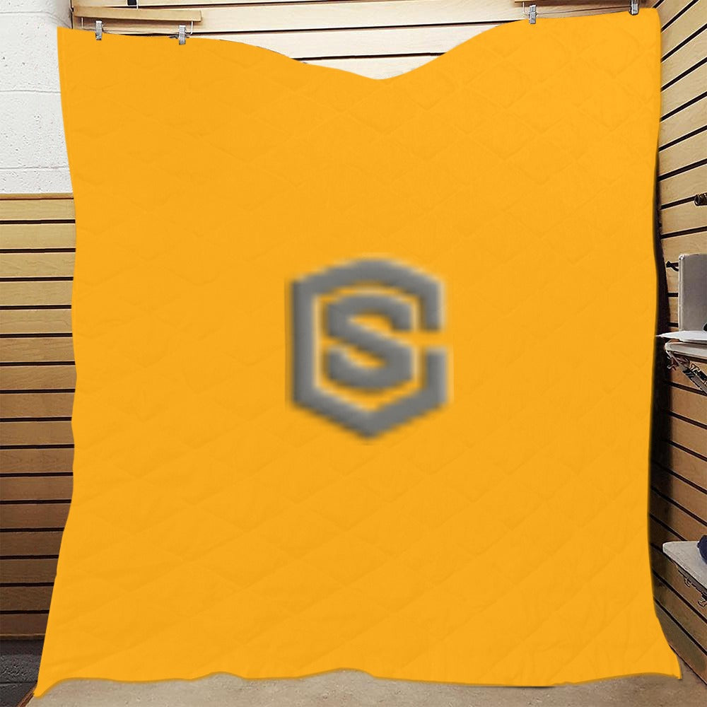 Orange Quilt with Gray Logo Custom Quilt 70" x 80"