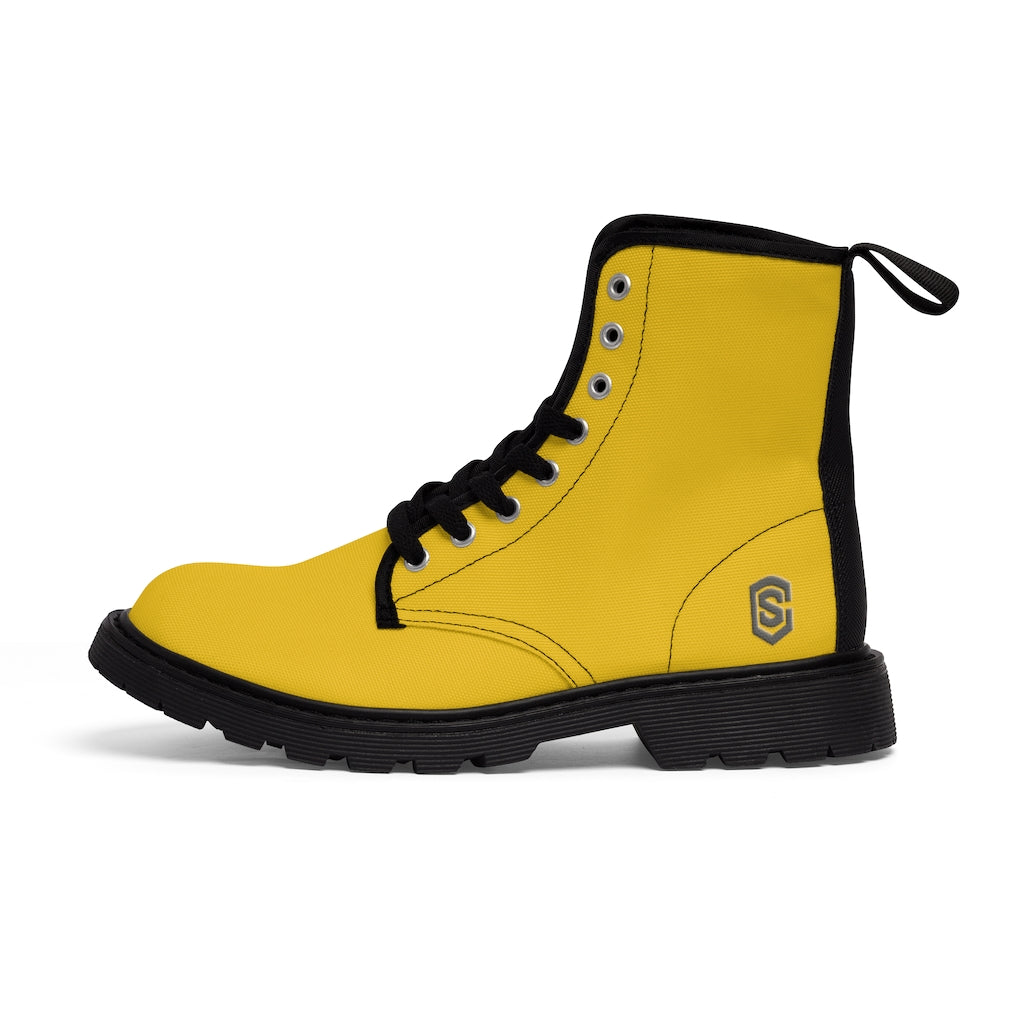 Yellow Men's Canvas Boots Silver Logo