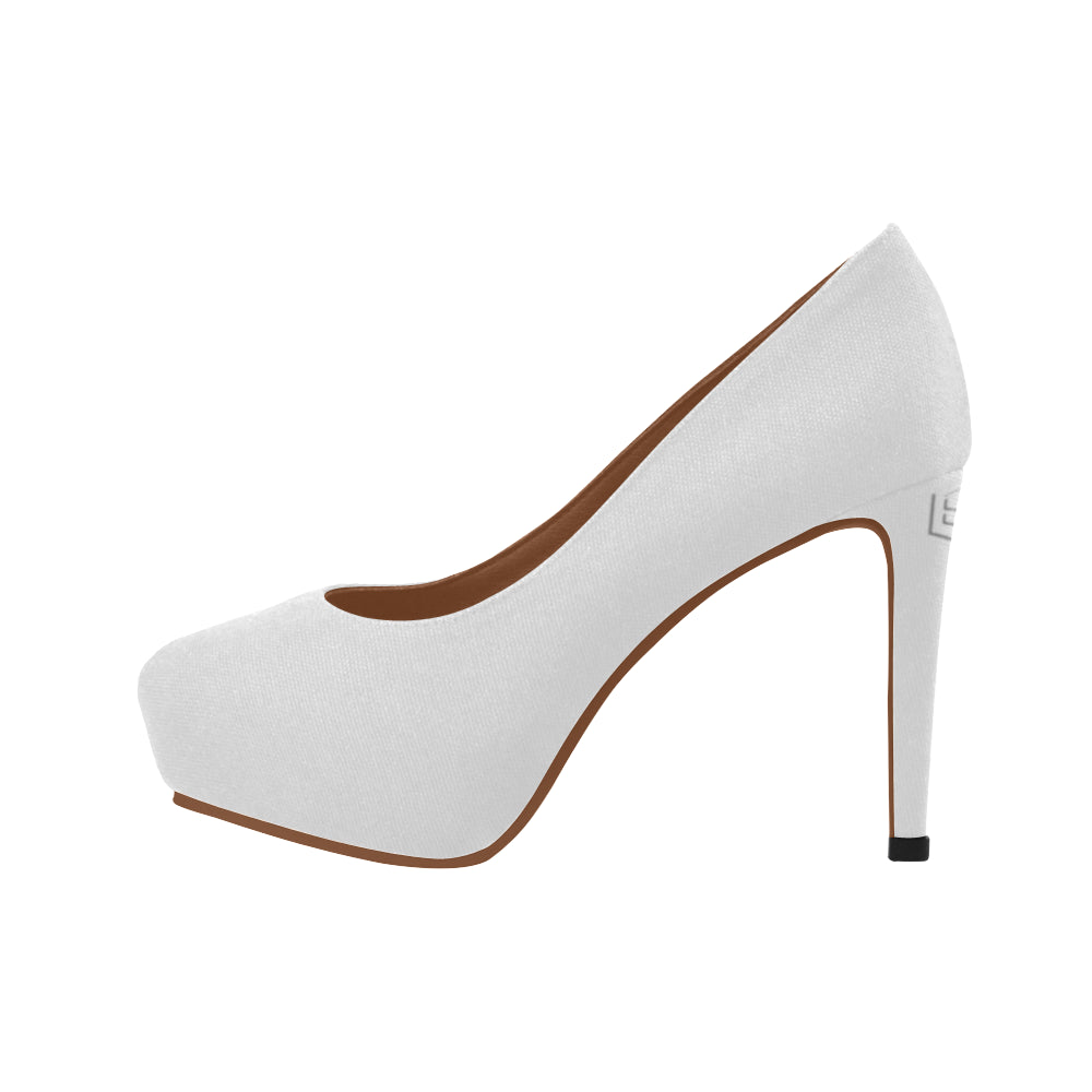WHITE Women's High Heels white logo Women's High Heels (Model 044)