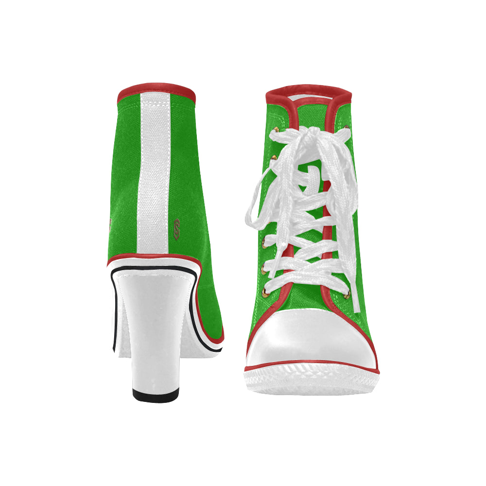 brown logo Women's Lace Up Chunky Heel Ankle Booties (Model 054)