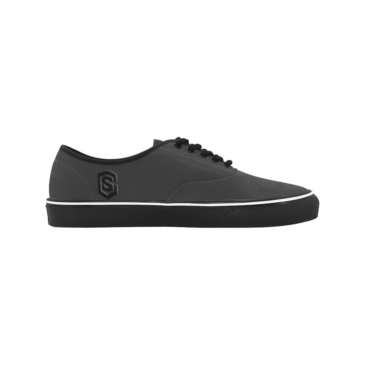 black logo Classic Men's Canvas Low Top Shoes/Large (Model E001-4)