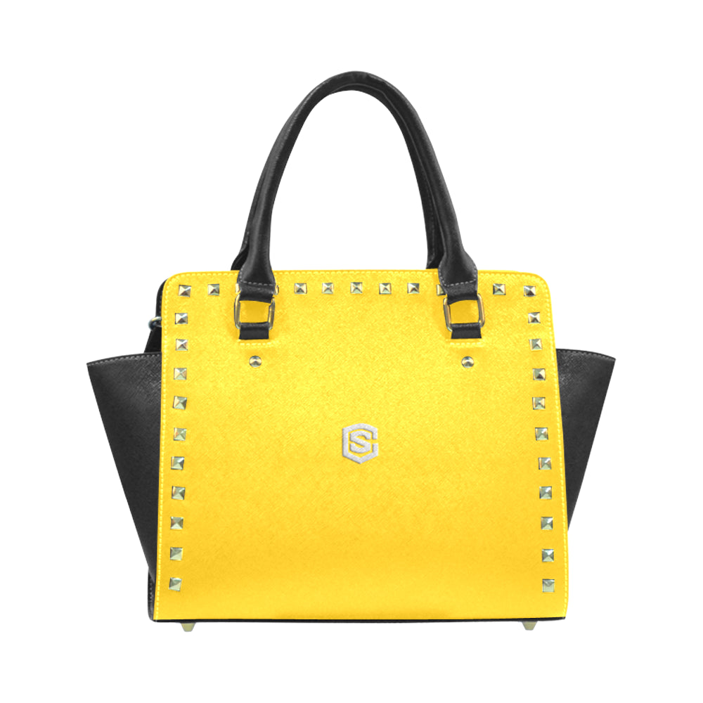 YELLOW RIVET SHOULDER HANDBAG silver logo Rivet Shoulder Handbag (Model 1645)