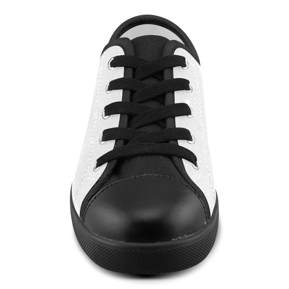 GRAY CANVAS KID SHOES white logo Canvas Kid's Shoes (Model 016)