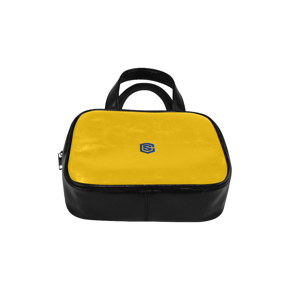 ORANGE LEATHER TOP HANDLE HANDBAG blue logo Leather Top Handle Handbag (Model 1662)