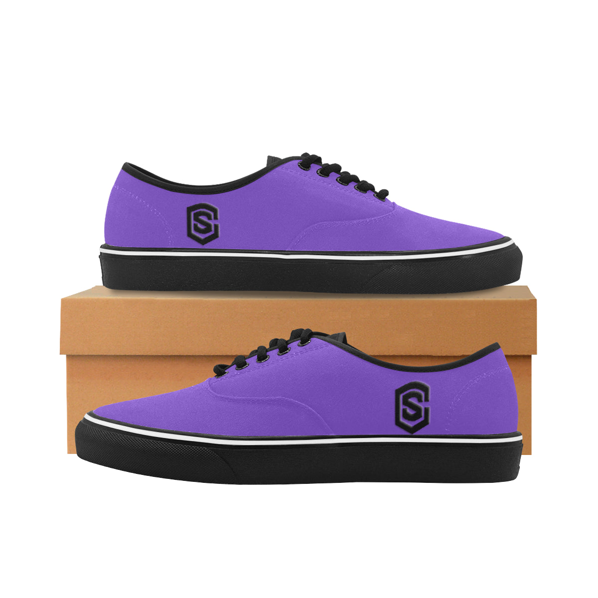 black logo Classic Men's Canvas Low Top Shoes/Large (Model E001-4)