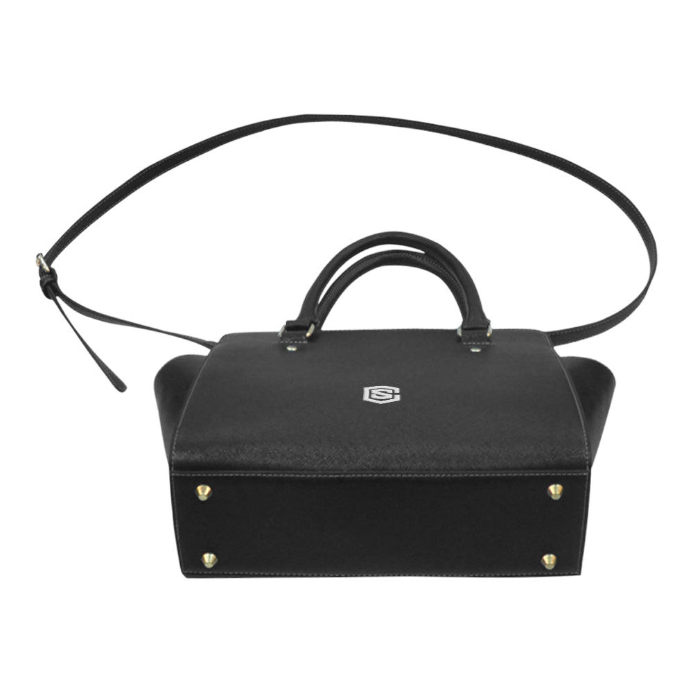 BLACK CLASSIC SHOULDER HANDBAG silver logo Classic Shoulder Handbag (Model 1653)