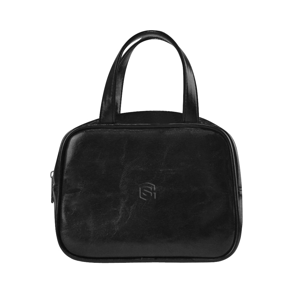 BLACK LEATHER TOP HANDLE HANDBAG black logo Leather Top Handle Handbag (Model 1662)