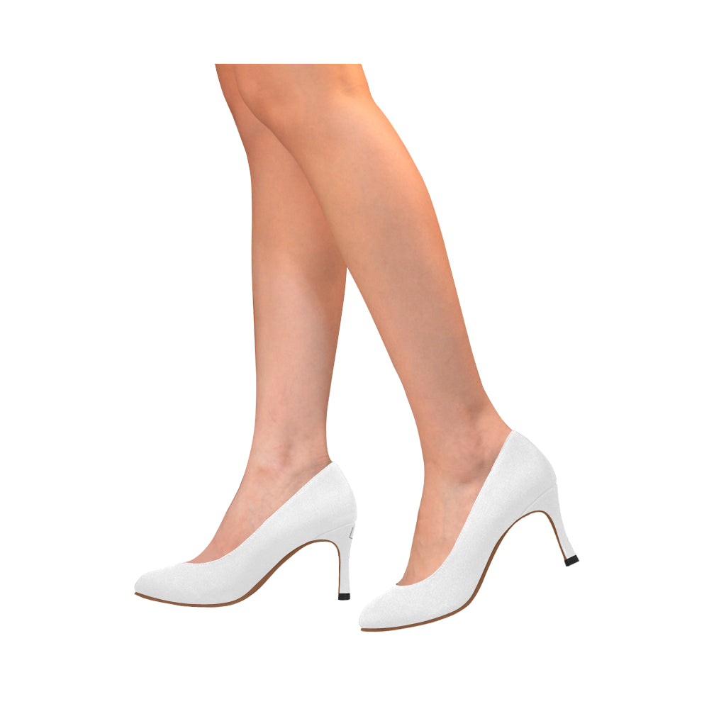 WHITE Women's High Heels white logo Women's High Heels (Model 048)