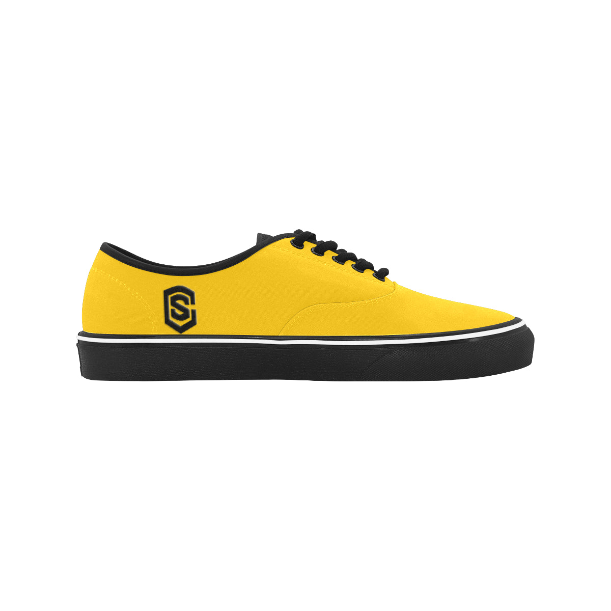 black logo Classic Men's Canvas Low Top Shoes/Large (Model E001-4)
