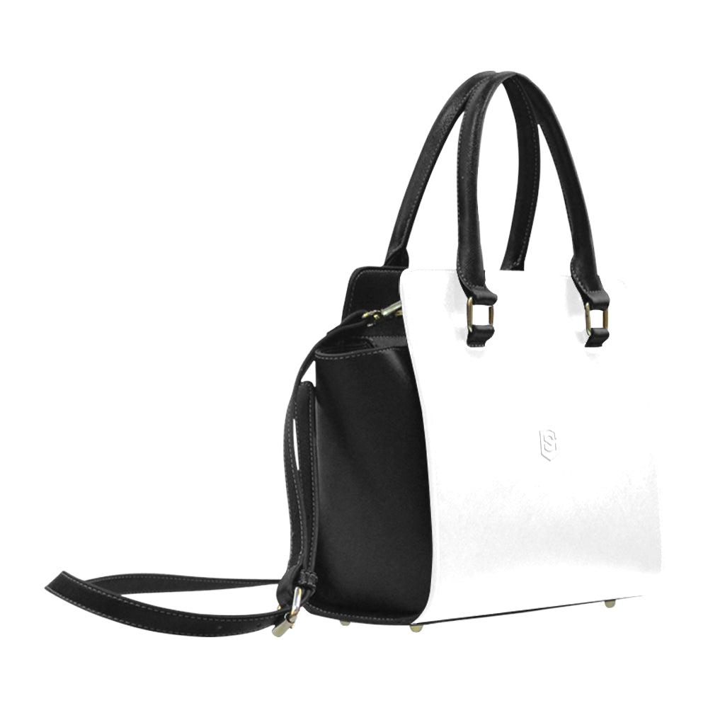 BLACK CLASSIC SHOULDER HANDBAG white logo Classic Shoulder Handbag (Model 1653)