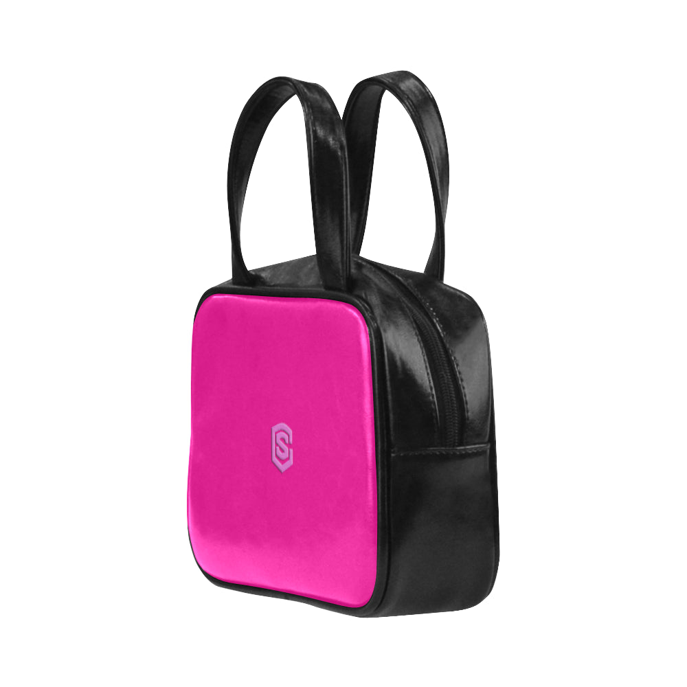 PURPLE LEATHER TOP HANDLE HANDBAG pink logo Leather Top Handle Handbag (Model 1662)