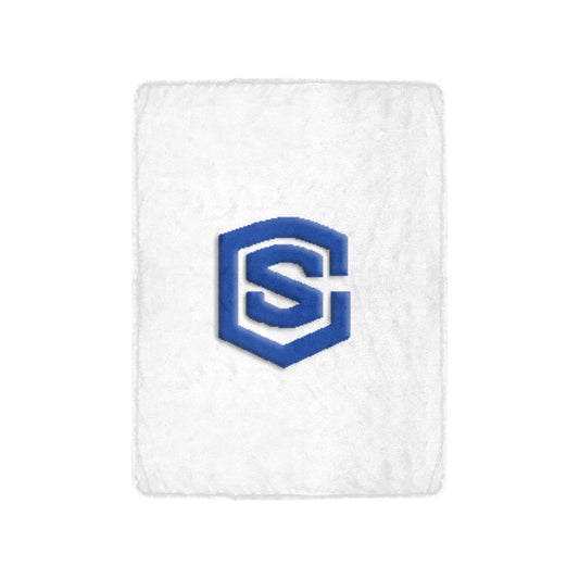 White Ultra-Soft Micro Fleece Blanket with Blue Logo Ultra-Soft Micro Fleece Blanket 30"x40"
