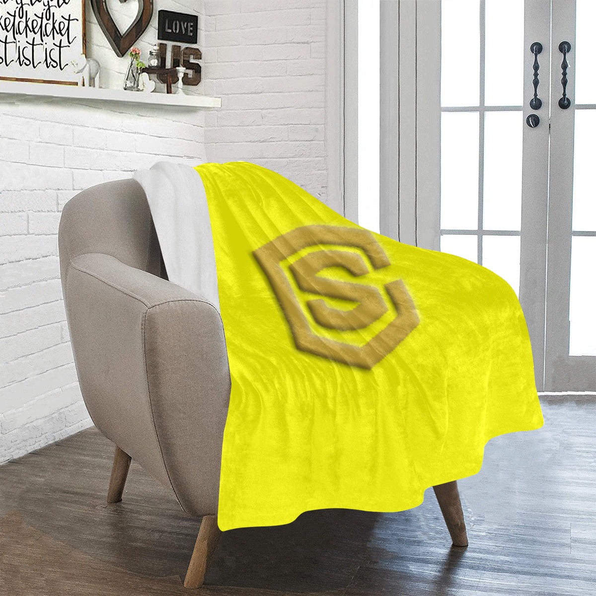 Yellow Ultra-Soft Micro Fleece Blanket with Gold Logo Ultra-Soft Micro Fleece Blanket 30"x40"