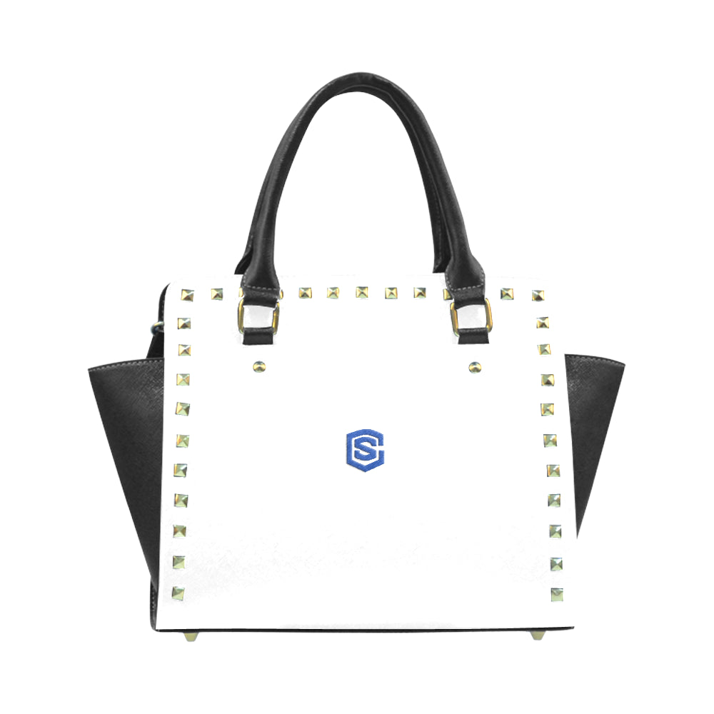 WHITE RIVET SHOULDER HANDBAG blue logo Rivet Shoulder Handbag (Model 1645)