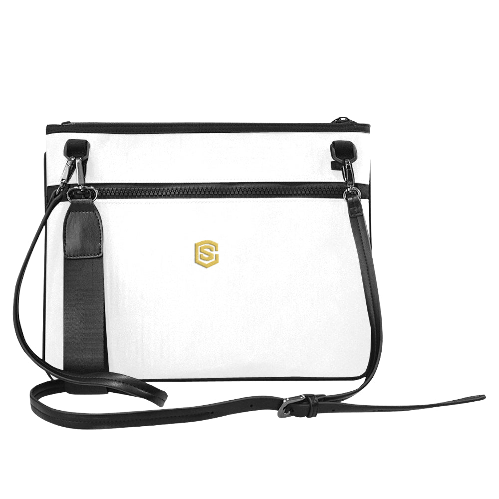 WHITE SLIM CLUTCH BAG gold logo Slim Clutch Bag (Model 1668)