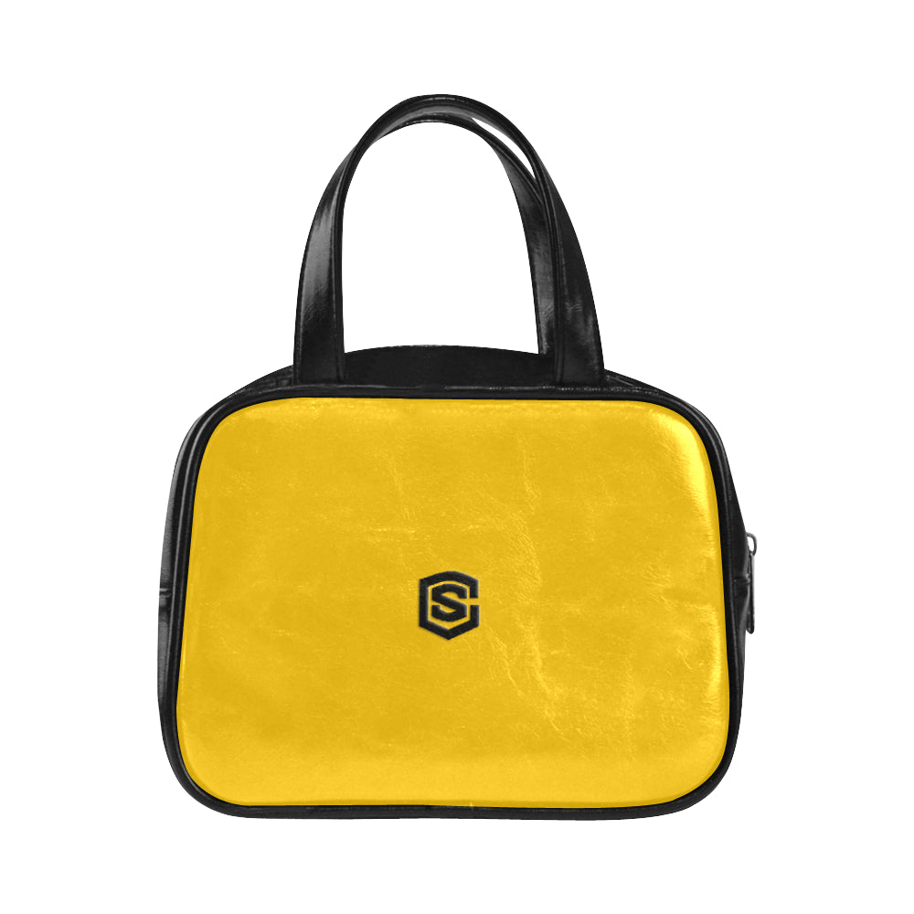 ORANGE LEATHER TOP HANDLE HANDBAG black logo Leather Top Handle Handbag (Model 1662)