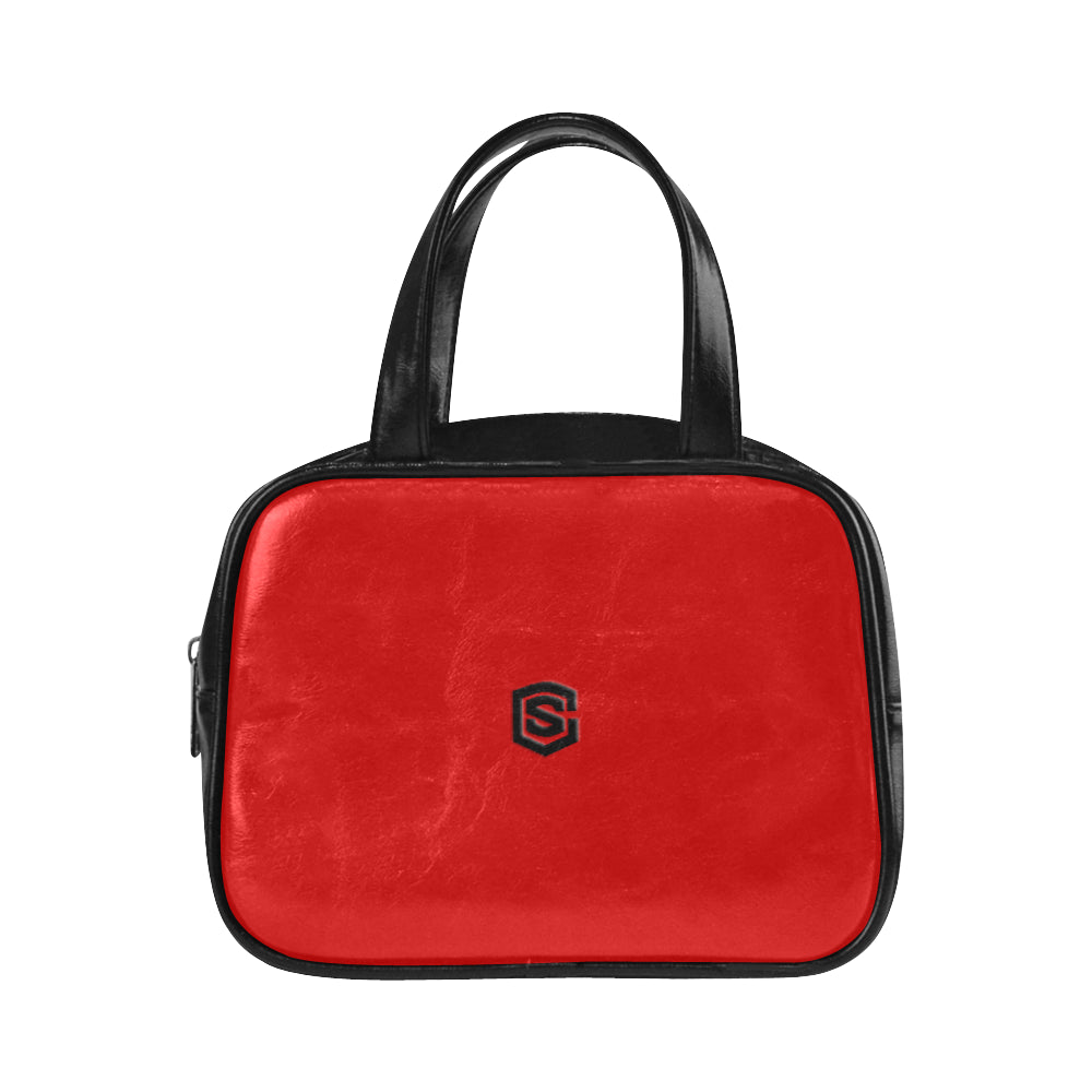 RED LEATHER TOP HANDLE HANDBAG black logo Leather Top Handle Handbag (Model 1662)