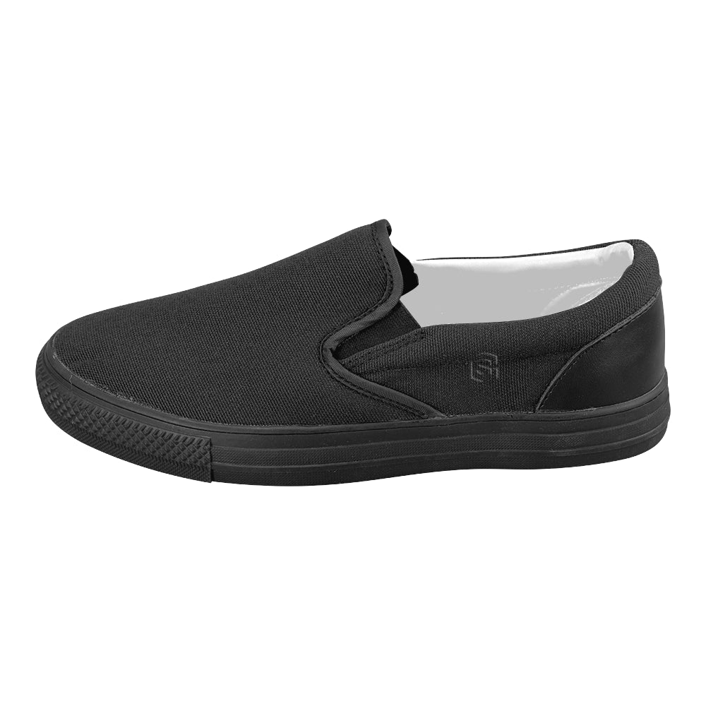 black logo Women's Slip-on Canvas Shoes (Model 019)