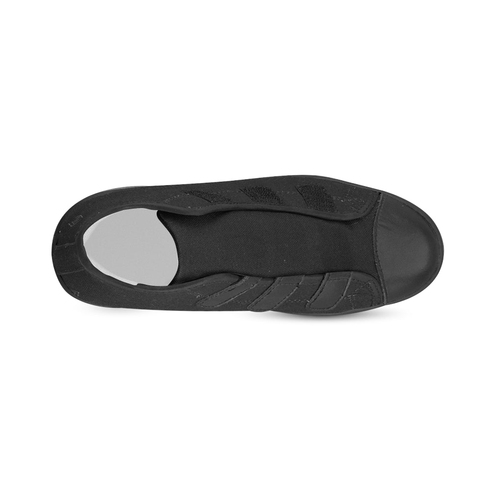 BLACK CANVAS KID SHOES black logo Velcro High Top Canvas Kid's Shoes (Model 015)