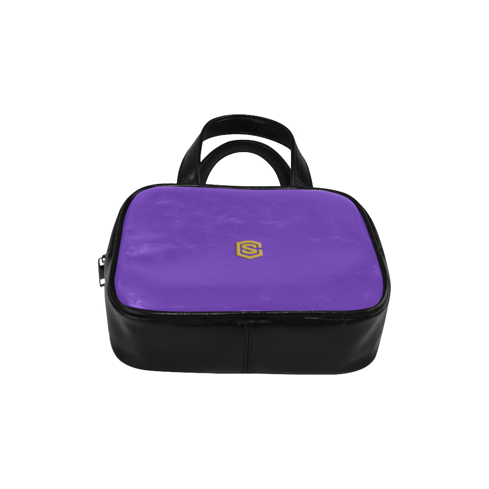 PURPLE LEATHER TOP HANDLE HANDBAG gold logo Leather Top Handle Handbag (Model 1662)